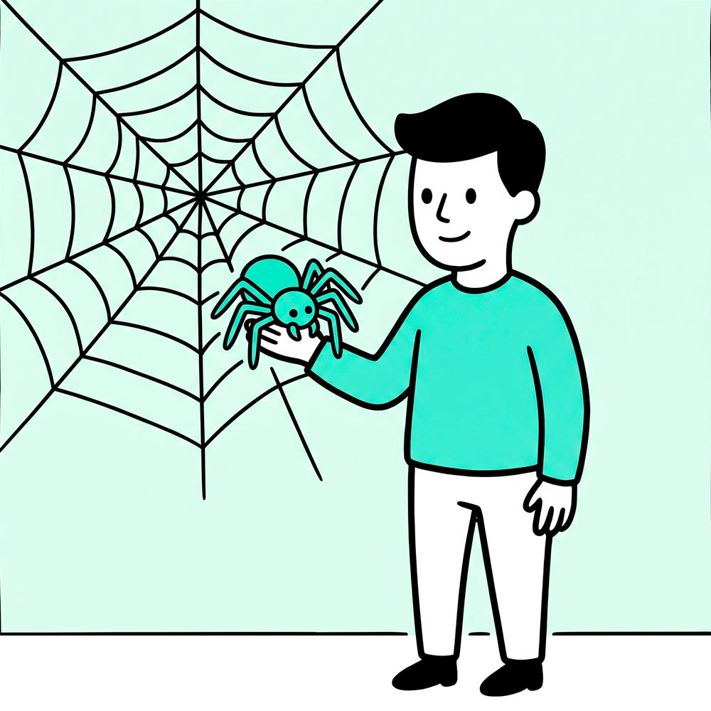Araña junto a una telaraña como representación del rastreo de Google