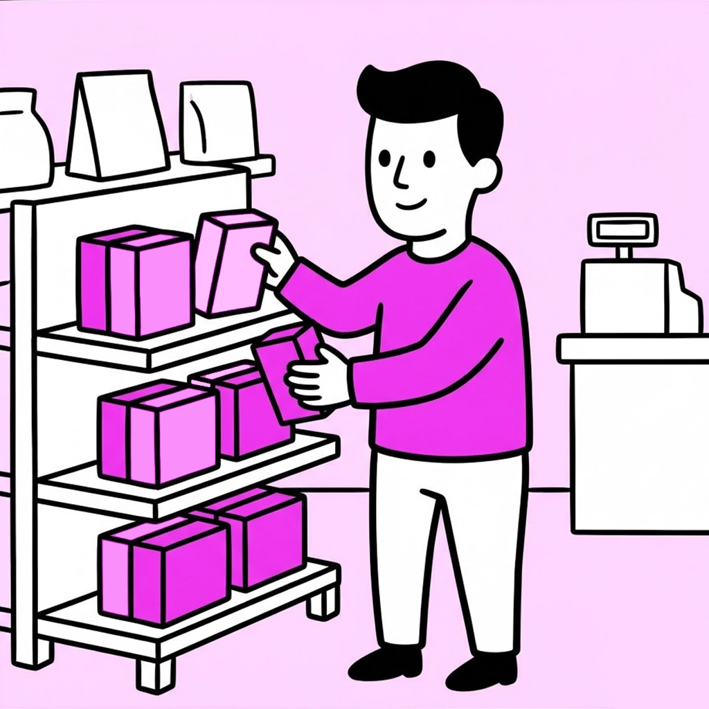 Profesional organizando productos en una tienda como representación de la optimización de un eCommerce