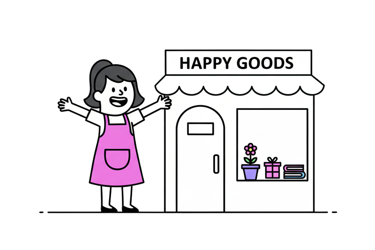 mujer feliz en su tienda por haber aplicado buenas estrategias