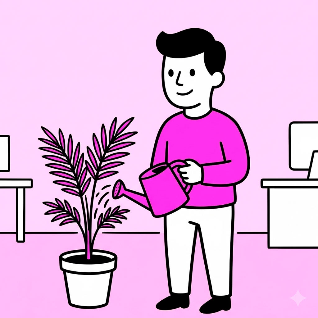 Profesional regando una planta como metáfora del valor de vida del cliente
