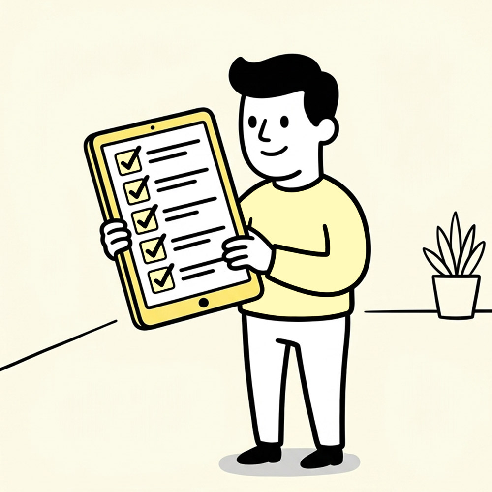 Profesional sosteniendo una tablet con una checklist para optimizar la conversión web