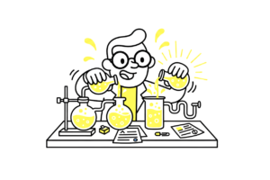 un cientifico representando lo que significa un ciclo de experimentación