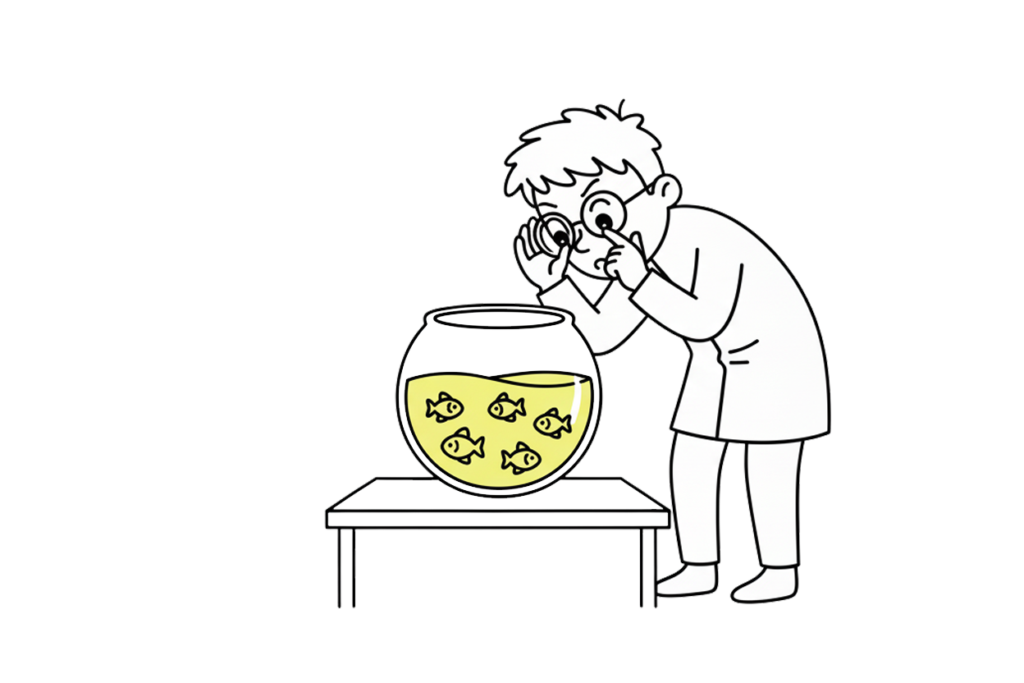 científico observando unos peces