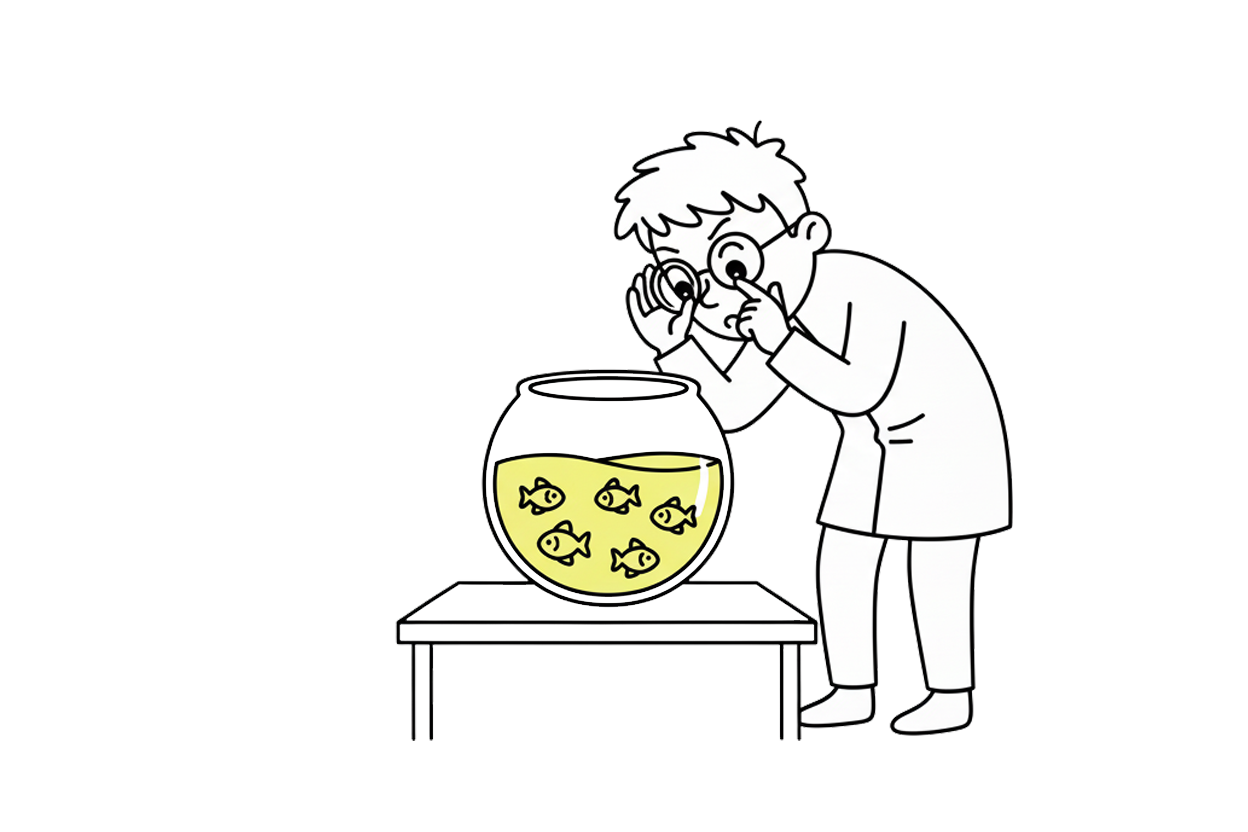 científico observando unos peces