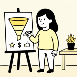 Ilustración de un funnel B2B con sus fases de conversión