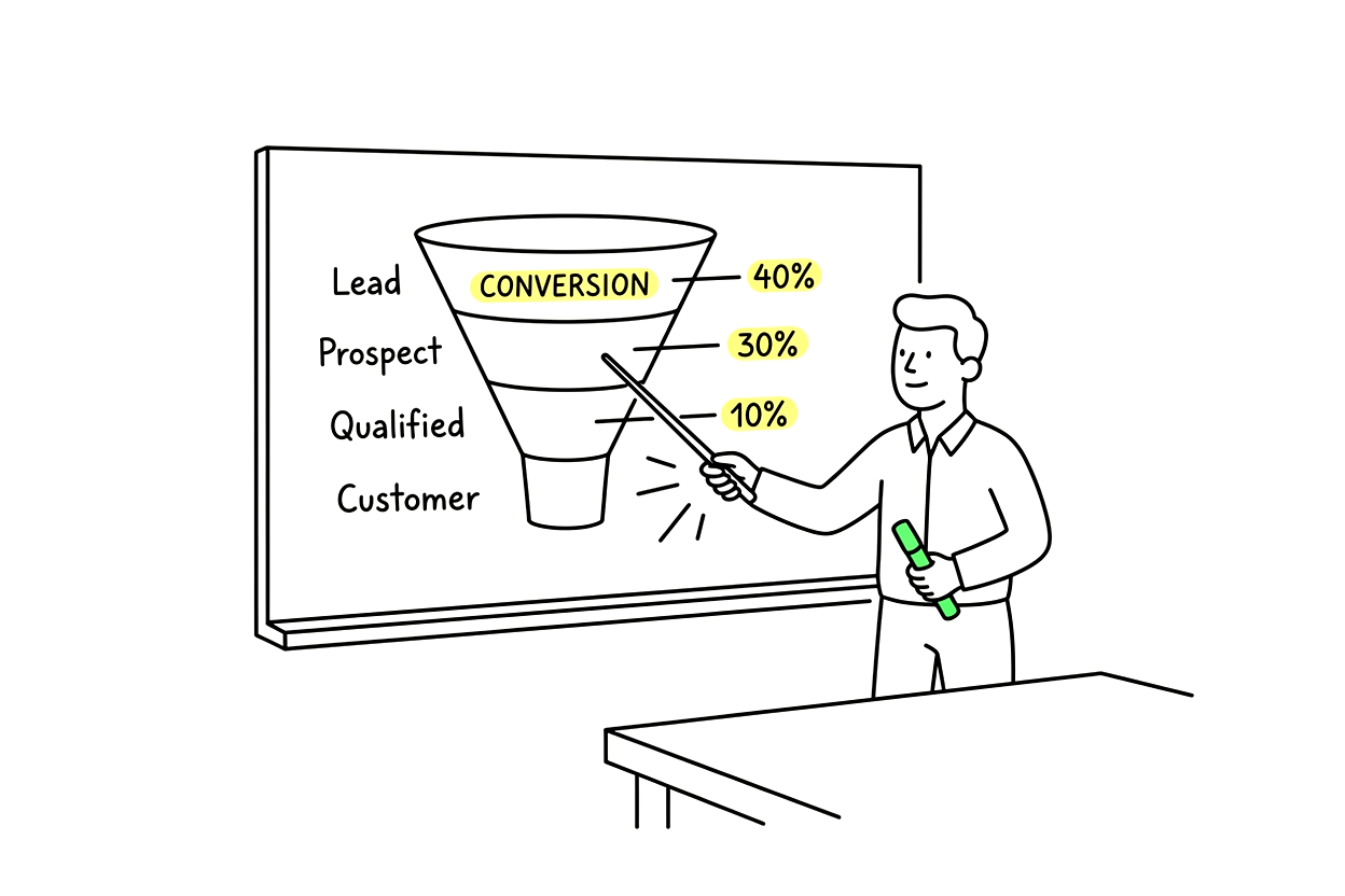 profesional analizando metricas del funnel
