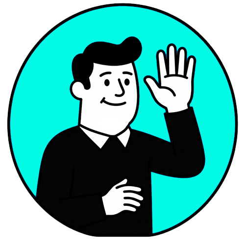 Ilustración de una persona levantando la mano, representando la necesidad de conseguir clientes de forma inmediata mediante campañas de Google Ads.