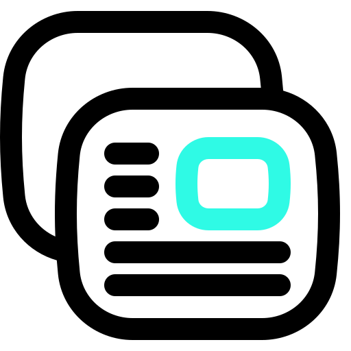 Icono de tarjetas de contenido, representando páginas y textos optimizados para búsquedas relevantes.