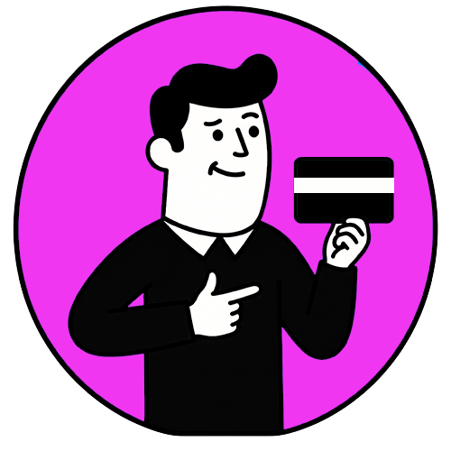 Ilustración de una persona sosteniendo una tarjeta, representando la venta online independiente frente a marketplaces como Amazon o Wallapop.