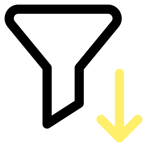 Icono de un embudo con una flecha descendente, representando el recorrido del usuario hasta convertirse en contacto cualificado.