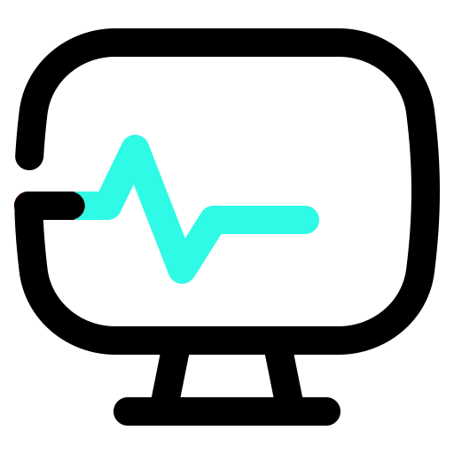 Icono de monitor con línea de actividad, representando informes SEO y medición de resultados.