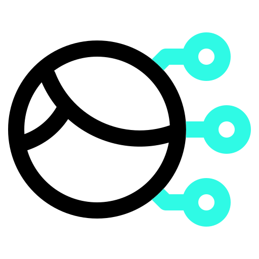 Icono de red conectada, representando enlaces externos, menciones y autoridad SEO.