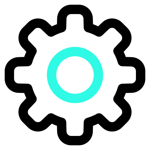 Icono de engranaje, representando la optimización técnica de una página web para Google.