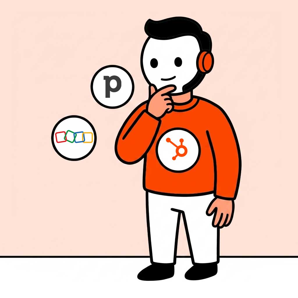 Profesional comparando HubSpot, Pipedrive y Zoho para elegir el CRM de su pyme