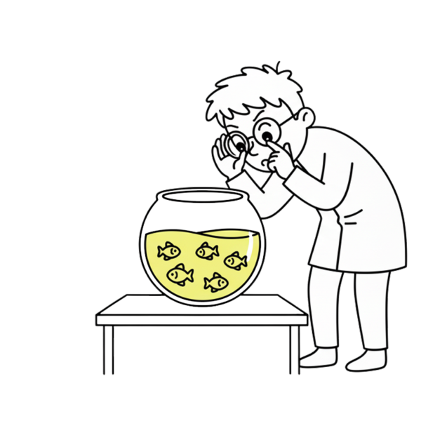 científico observando unos peces