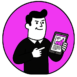 Ilustración de una persona señalando una tablet, representando una tienda online con productos y carrito pero sin ventas.