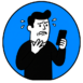 Ilustración de una persona preocupada mirando el móvil, representando una web desactualizada que no refleja el negocio.