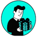 Ilustración de una persona sosteniendo un regalo, representando campañas de marketing para momentos importantes como Navidad, verano o vuelta al cole.